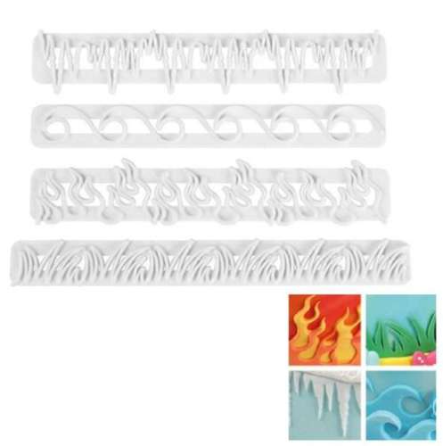 Waves, Fire, Grass, Ice Impression Cutter Set - Click Image to Close